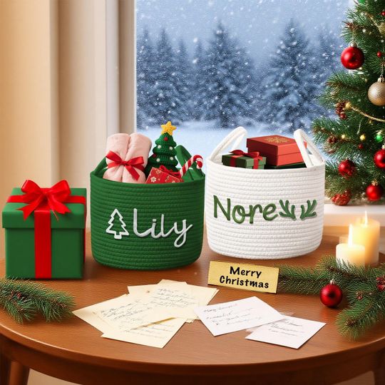 Personalized Christmas Baby Basket: Holiday Keepsake Storage