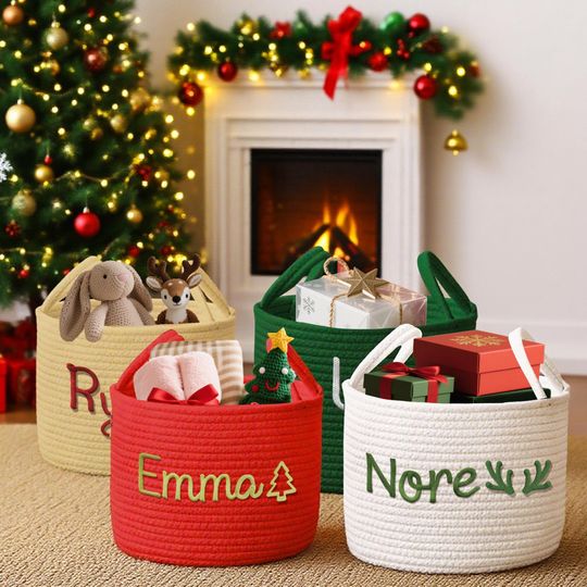 Personalized Christmas Baby Basket: Holiday Keepsake Storage