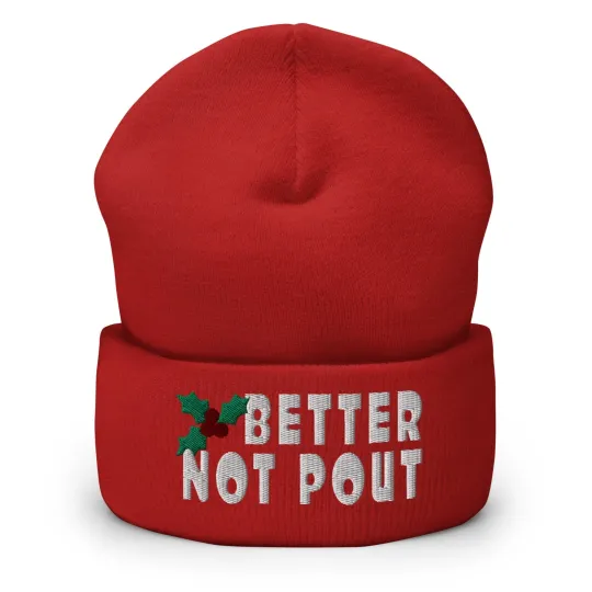 Better Not Pout Christmas Knit Beanie Hat for Men Women