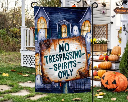 Spirits Only Halloween Garden Flag: Spooky Ghost Design