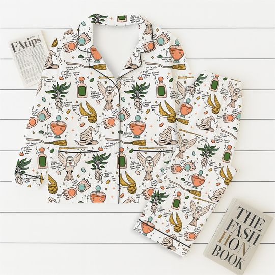Halloween HP Movie Pajama Set, Wizard Movie Nightwear, Magic Kingdom Sleepwear for Witch Fans