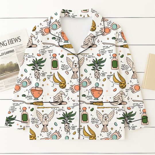 Halloween HP Movie Pajama Set, Wizard Movie Nightwear, Magic Kingdom Sleepwear for Witch Fans