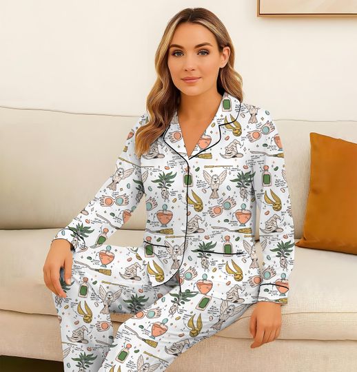 Halloween HP Movie Pajama Set, Wizard Movie Nightwear, Magic Kingdom Sleepwear for Witch Fans