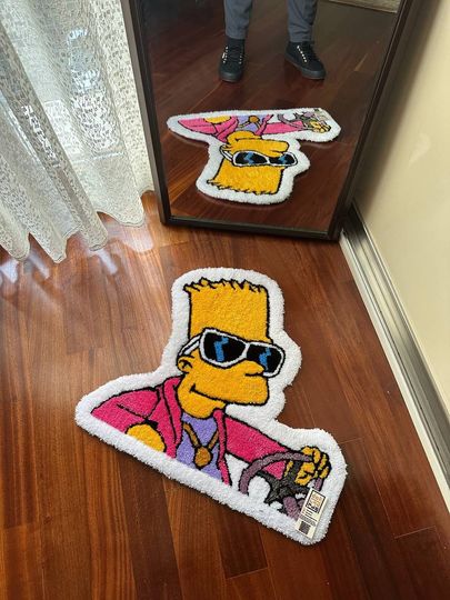 Bart Simpson Rug, Simpsons Tufted Rug, Cartoon Character Rug, Handmade Bedroom Decor, Gift