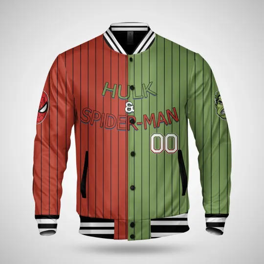 Personalized Hulk & Spiderman Superhero Characters Men's Jacket