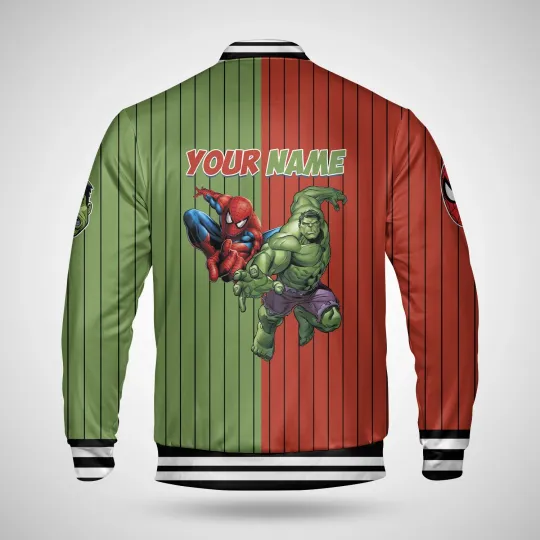 Personalized Hulk & Spiderman Superhero Characters Men's Jacket