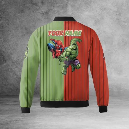 Personalized Hulk & Spiderman Superhero Characters Men's Jacket