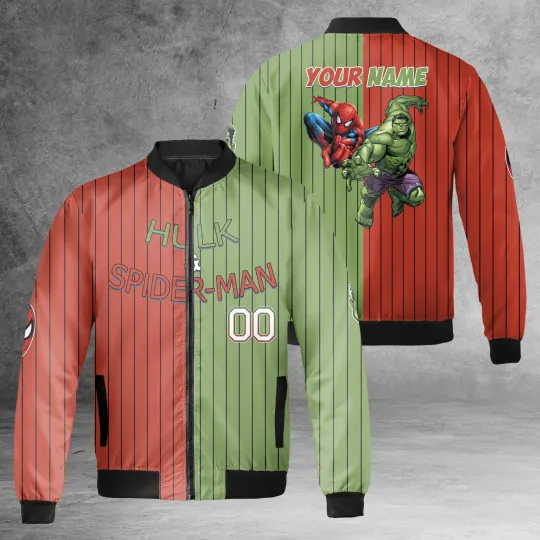 Personalized Hulk & Spiderman Superhero Characters Men's Jacket