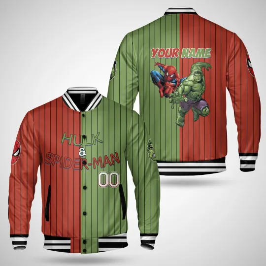 Personalized Hulk & Spiderman Superhero Characters Men's Jacket