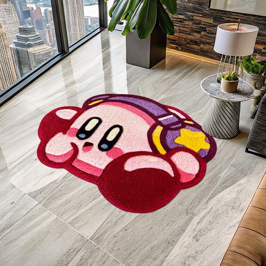 Kirby Shaped Rug, Kids Room Area Rug, Video Game Characters