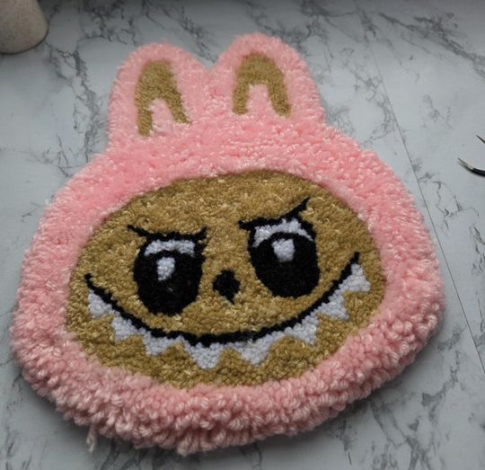 Labubu Tufted Rug Wall Hanging Pink Table Decor