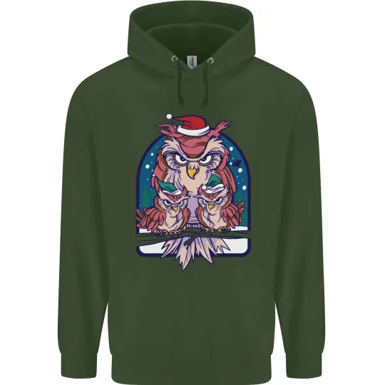 Bah Humbug Grumpy Christmas Owls Men's Hoodie