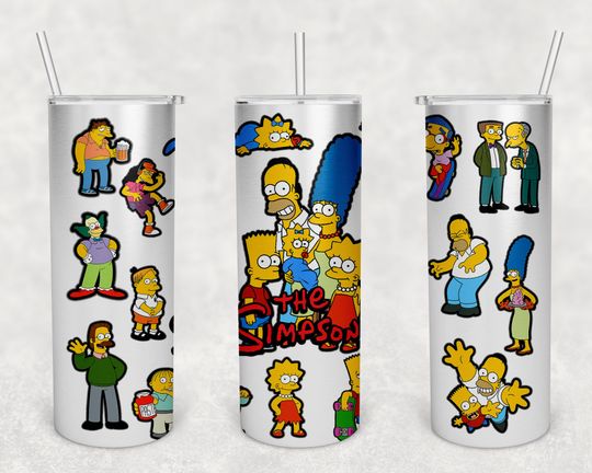 Simpsons 20oz Tumbler Wrap, Tumbler Travel Cup, Simpsons Tumbler Gift