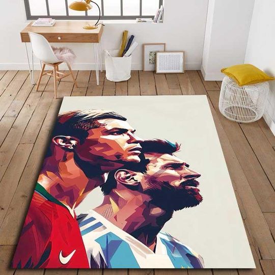 Messi Rug, Ronaldo Rug, Messi and Ronaldo Rug, Football Player Rug, Goat Rug