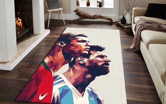 Messi Rug, Ronaldo Rug, Messi and Ronaldo Rug, Football Player Rug, Goat Rug