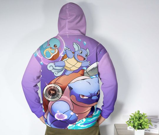 Blastoise Hoodie, Squirtle Anime Hoodie, Water Type Pullover, Kawaii Funny Shirt, Blastoise Gift
