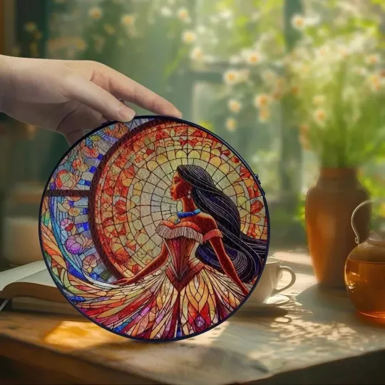 Pocahontas Princess Stained Glass Suncatcher Window Hanging Decor