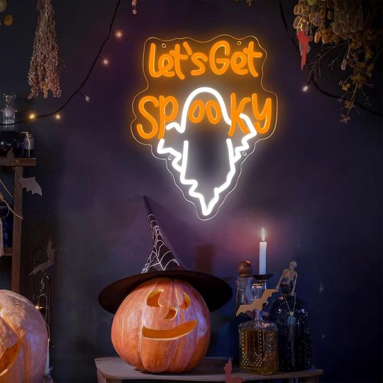 Spooky Ghost Neon Sign: Halloween Acrylic Decor