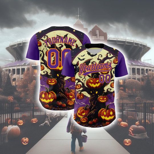 Personalized Halloween Horror Baseball Jersey, Custom Halloween Baseball Jersey