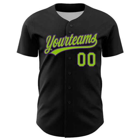 Custom Black Neon Green-purple 3d Halloween Baseball Jersey