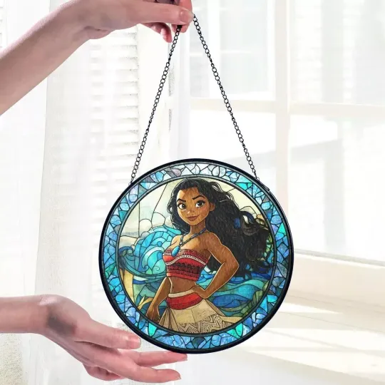 Moana Princess Stained Glass Suncatcher Window Hanging Decor
