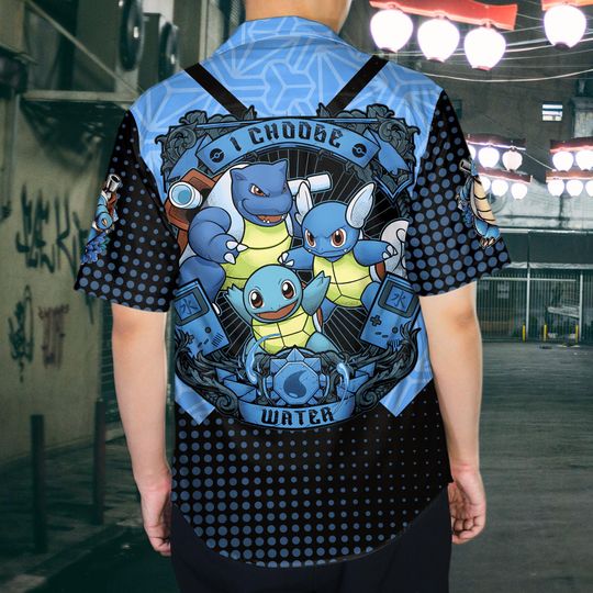 Blastoise Hawaiian Shirt, Water Style Summer Set, Squirtle Summer Outfit