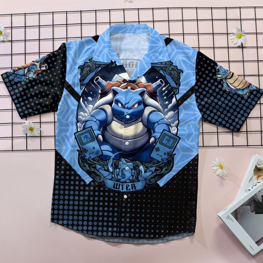 Blastoise Hawaiian Shirt, Water Style Summer Set, Squirtle Summer Outfit