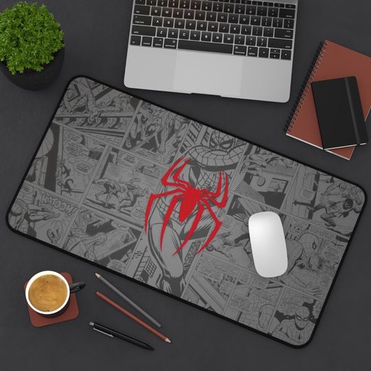 Spiderman Comic Gaming Mousepad Desk Mat, Non-Slip Base, Large Mousepad, High Performance, Office Decor, Desk Accessory