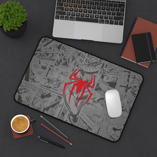 Spiderman Comic Gaming Mousepad Desk Mat, Non-Slip Base, Large Mousepad, High Performance, Office Decor, Desk Accessory