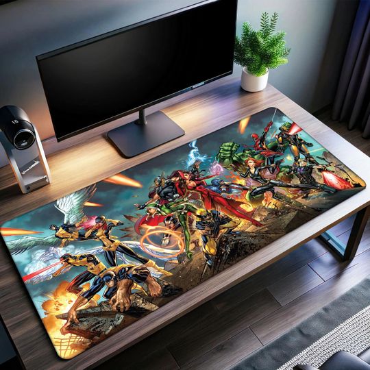 Marvel Characters Desk Mat | Marvel Comic Mouse Pad | Premium Print Surface | Personalized Desk Mat | Smooth Glide Control