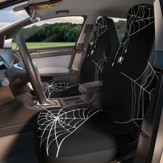 Spider Web Seat Covers Goth Car Accessories Gothic Car Accessories Spiders Halloween Spooky Car Accessories Goth Car Seat Cover Web Witch