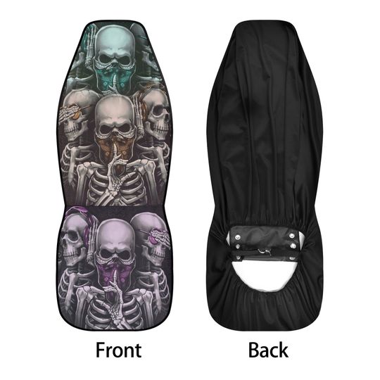 No see no hear no speak Skull Seat Cover rug mat for car, skull car seat cover mat, Halloween skull evil car seat cover skull mat for car