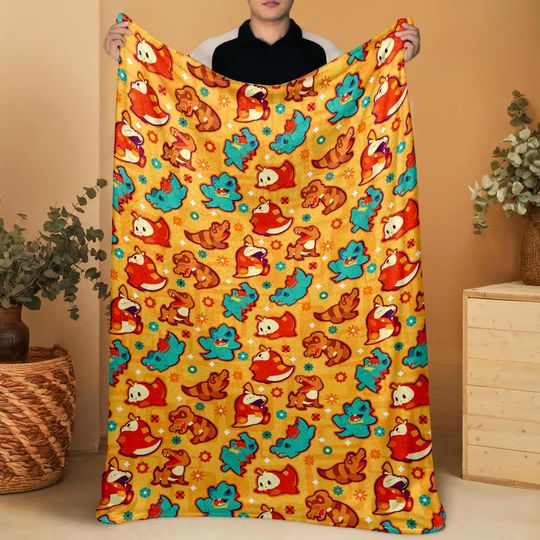 Totodile Fuecoco Fleece Blanket, Topical Throw Blanket