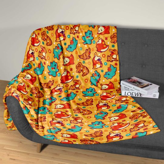 Totodile Fuecoco Fleece Blanket, Topical Throw Blanket
