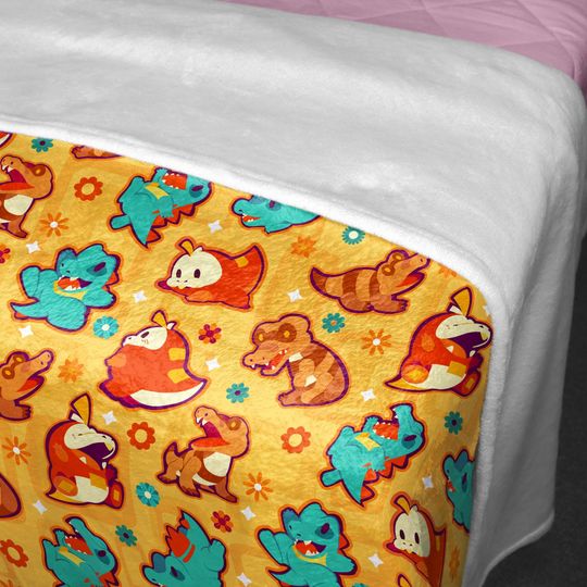 Totodile Fuecoco Fleece Blanket, Topical Throw Blanket