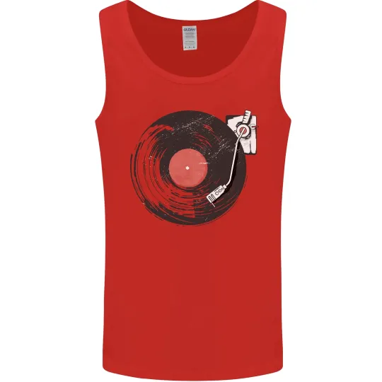 Distressed Vinyl Turntable DJ Men's Tank Top