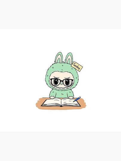 Studious Labubu with Glasses and Notebook Throw Blanket, Gift for Kids, Cute Gift