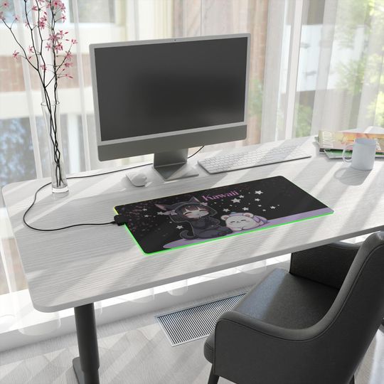 Kawaii LED Gaming Mouse Pad: RGB Anime Desk Decor