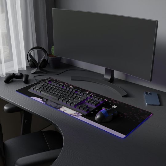Kawaii LED Gaming Mouse Pad: RGB Anime Desk Decor