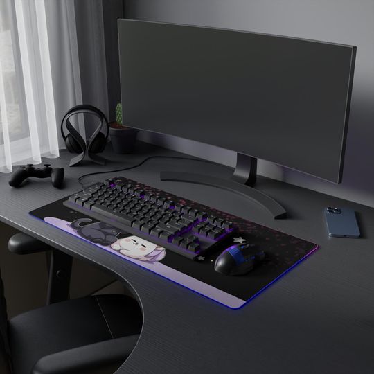 Kawaii LED Gaming Mouse Pad: RGB Anime Desk Decor