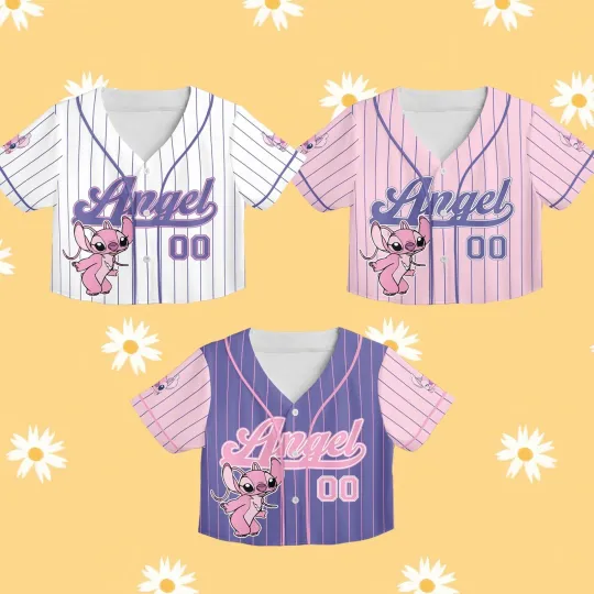 Personalized Never Too Old For Angle Lilo & Stitch Crop Top Baseball Jersey