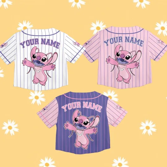 Personalized Never Too Old For Angle Lilo & Stitch Crop Top Baseball Jersey