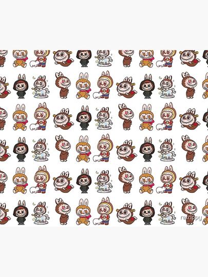 Labubu sticker pack monsters Throw Blanket, Gift for Kids, Cute Gift