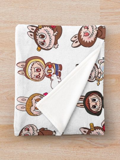 Labubu sticker pack monsters Throw Blanket, Gift for Kids, Cute Gift