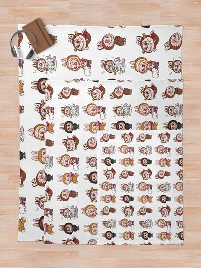 Labubu sticker pack monsters Throw Blanket, Gift for Kids, Cute Gift
