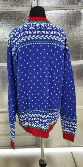 33 Degrees Size Medium- Dinosaur Christmas Sweater - Blue Multicolor - Ugly