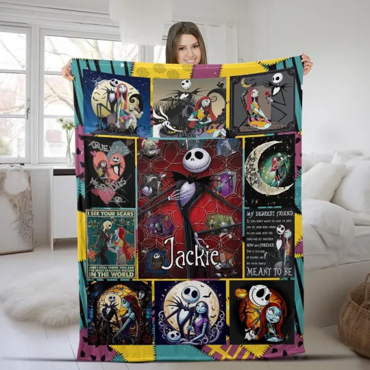 Personalized Halloween Nightmare Before Christmas Spooky Vibes Blanket