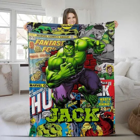 The Incredible Hulk Green Superhero Poster Blanket