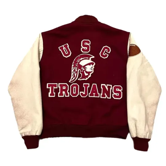 Letterman 80’s  Maroon and White Varsity Jacket