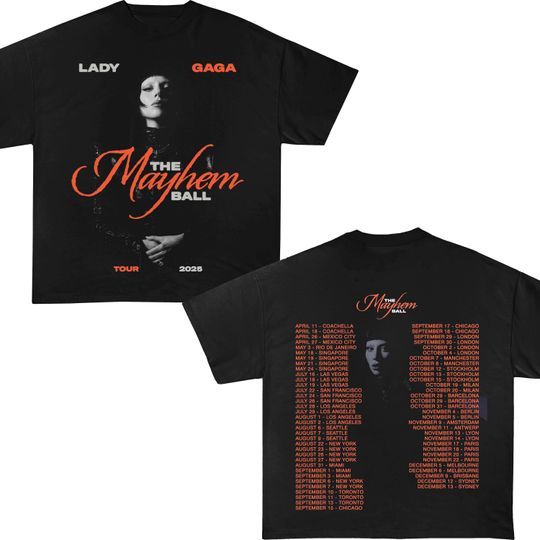 Mayhem Tour Tshirt, 2 sided Design Tee, Ld ga Shirt, Pop Music Lover Shirt